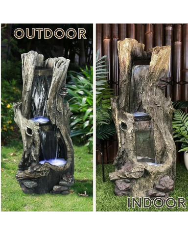 Tree Trunk Log LED Light Cascading Waterfall Water Feature – Water ...