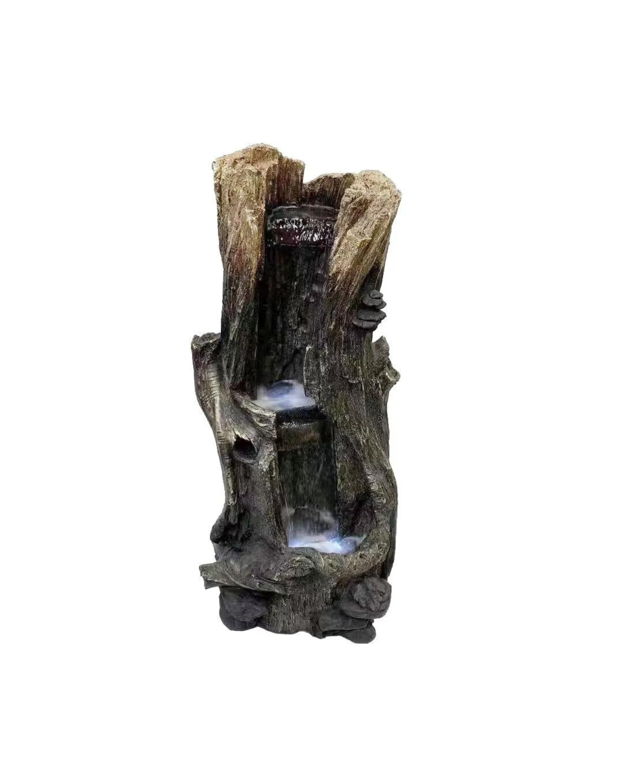Tree Trunk Log Lighting Cascading Waterfall Water Feature – Water ...