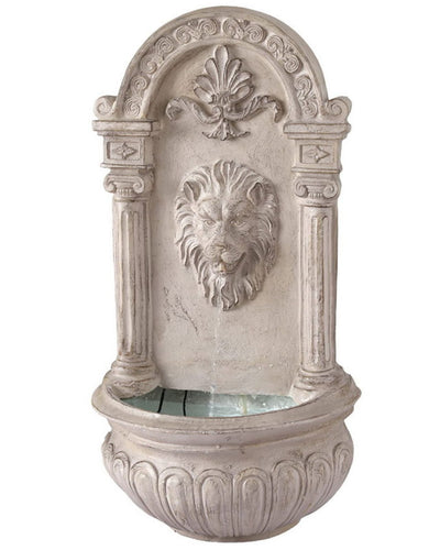 Decorative wall fountain with lion head design on a white background