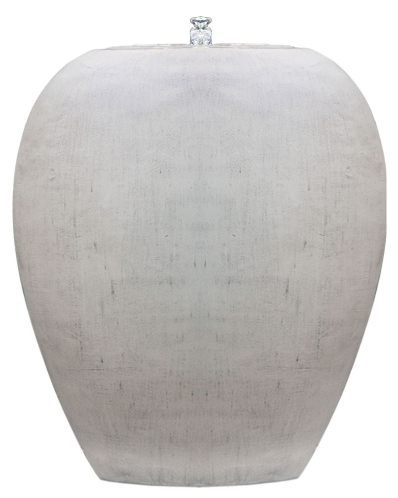 White textured vase water feature on a white background