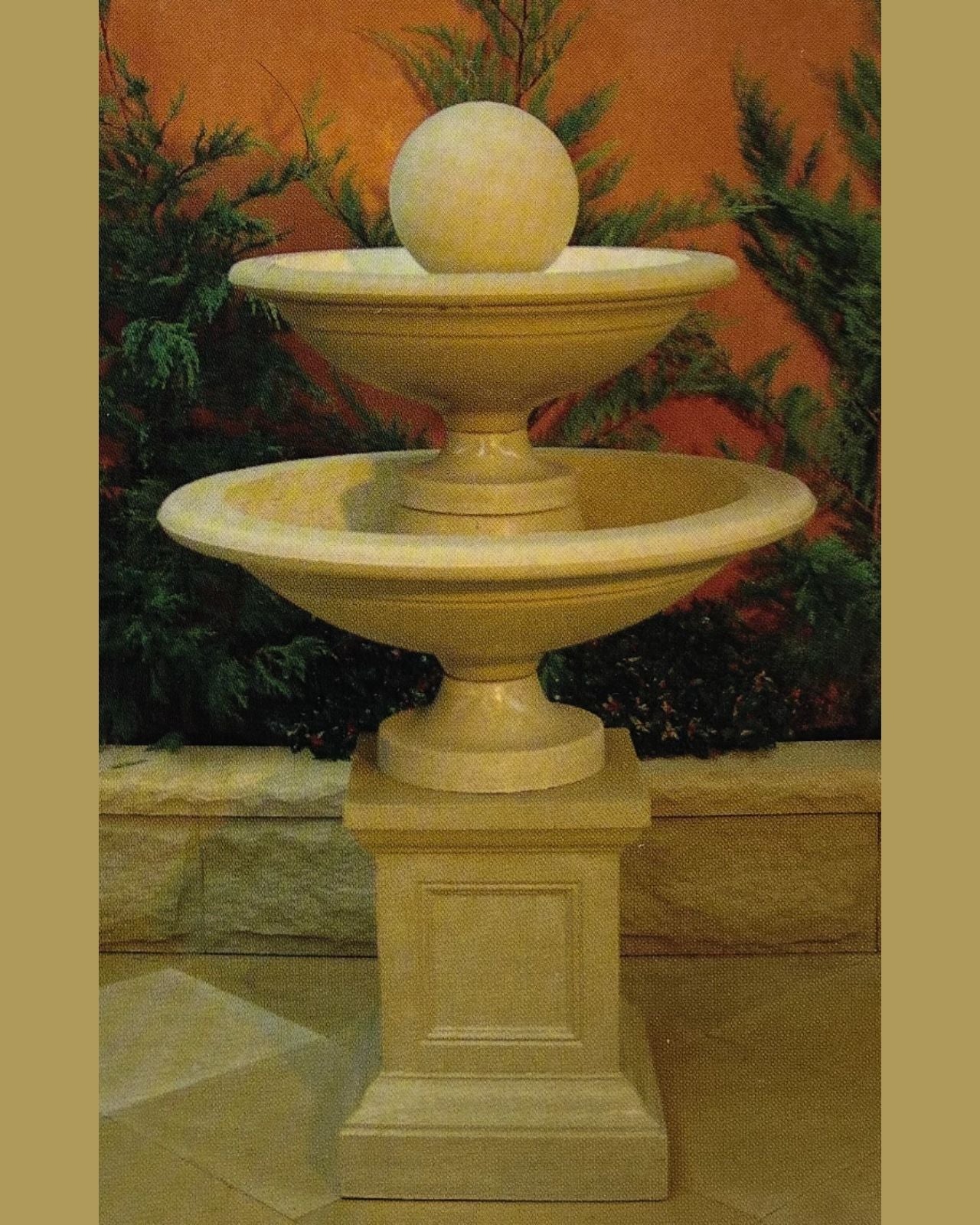 Colonna - Concrete 2 Tier Sphere Bird Bath Pedestal Water Feature