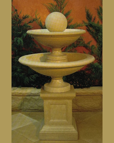 Concrete 2 Tier Sphere Outdoor Bird Bath Pedestal Water Feature