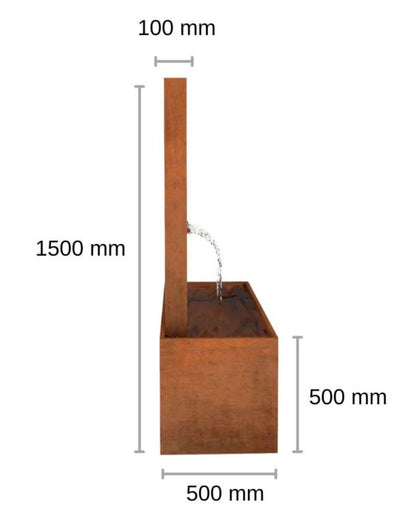 Corten Steel Bamboo Screen Wall Water Feature w/ Reservoir