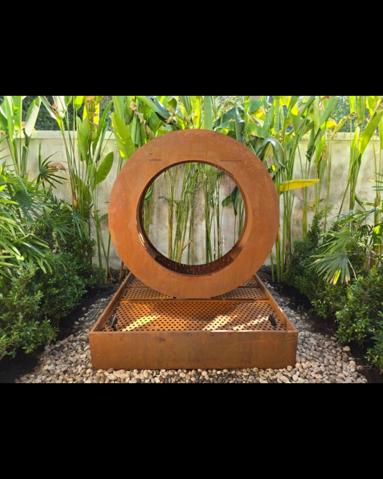 Corten Steel Outdoor Circular Rain Curtain Water Feature