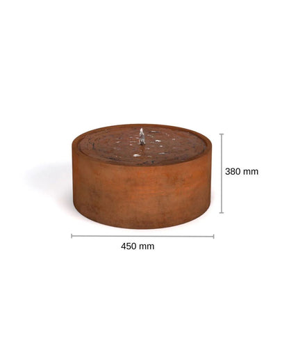 Corten Steel Round Rustic Bubbling Bowl Water Feature