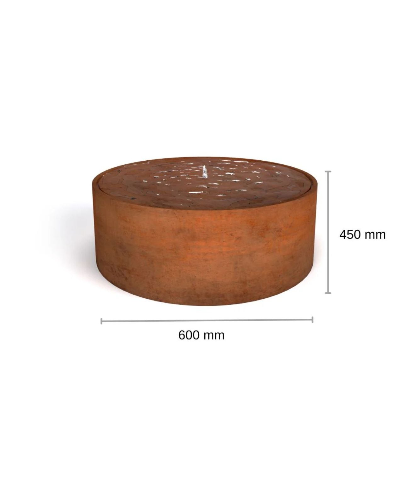 Corten Steel Round Rustic Bubbling Bowl Water Feature