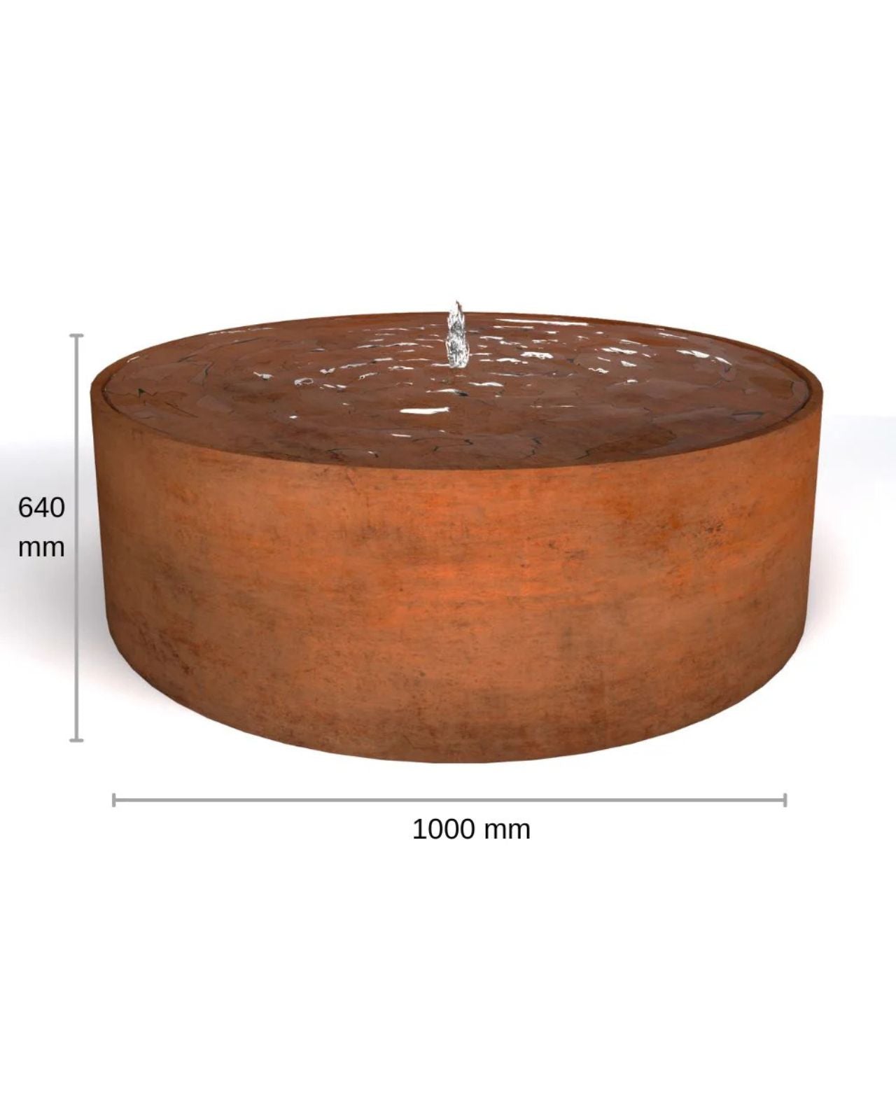Corten Steel Round Rustic Bubbling Bowl Water Feature