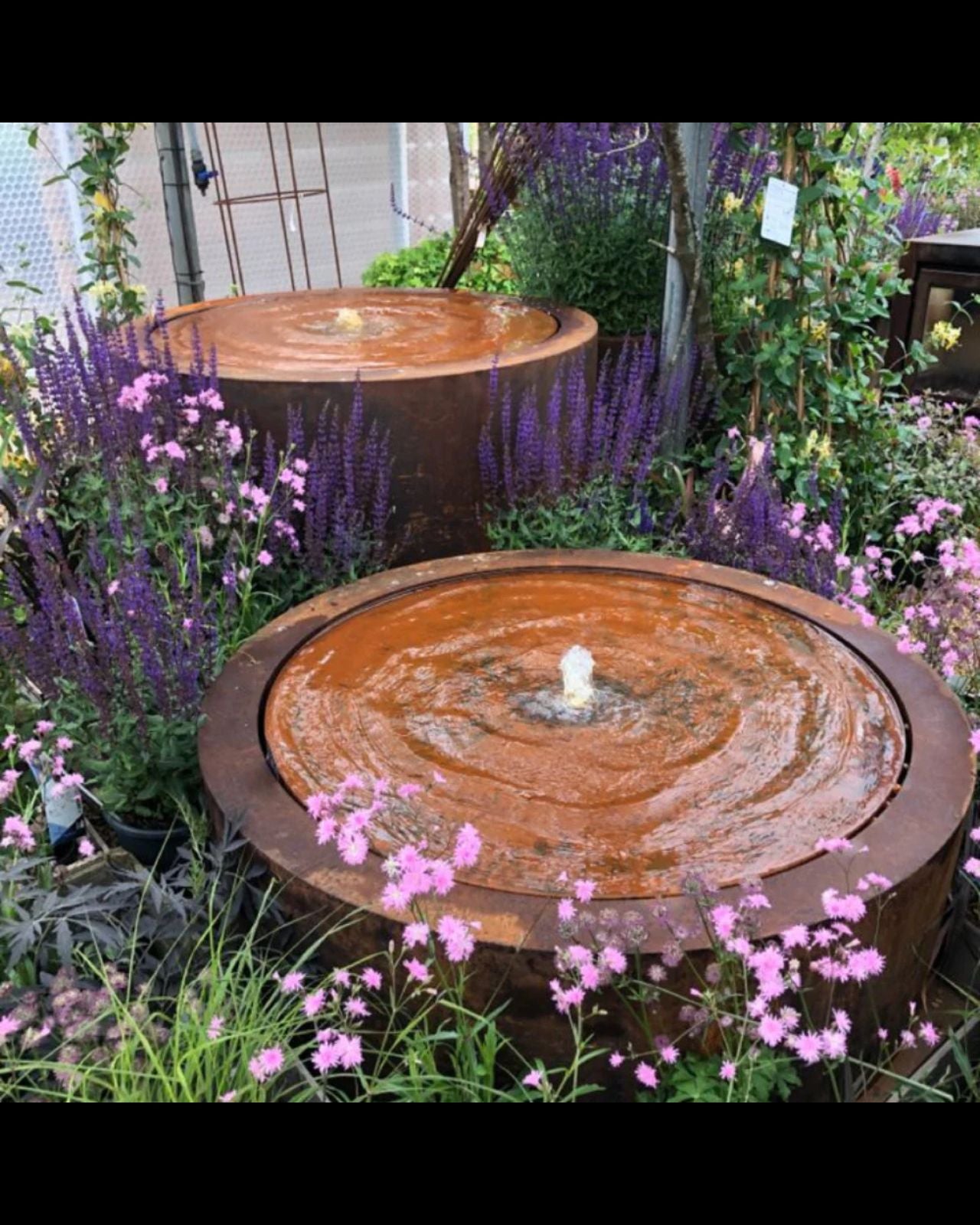 Corten Steel Round Rustic Bubbling Bowl Water Feature