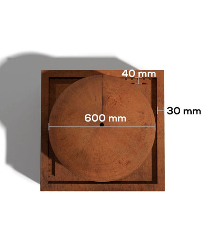 Corten Steel Rustic Ball Water Feature with Square Reservoir