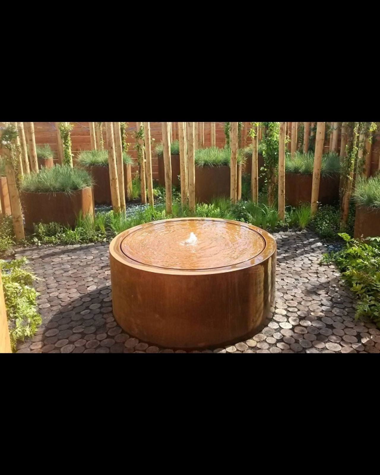 Corten Steel Rustic Circular Bubbling Bowl Water Feature