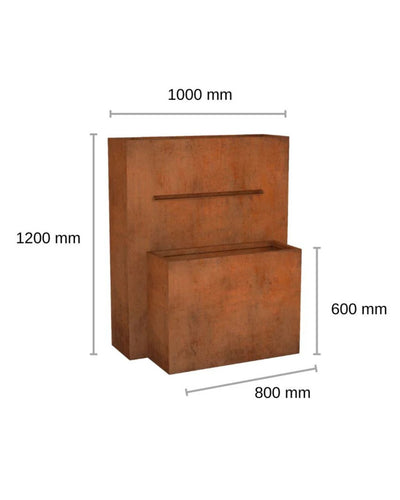 Corten Steel Rustic Spout Wall Water Feature w/ Reservoir