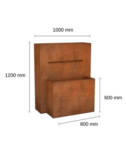 Corten Steel Rustic Spout Wall Water Feature w/ Reservoir