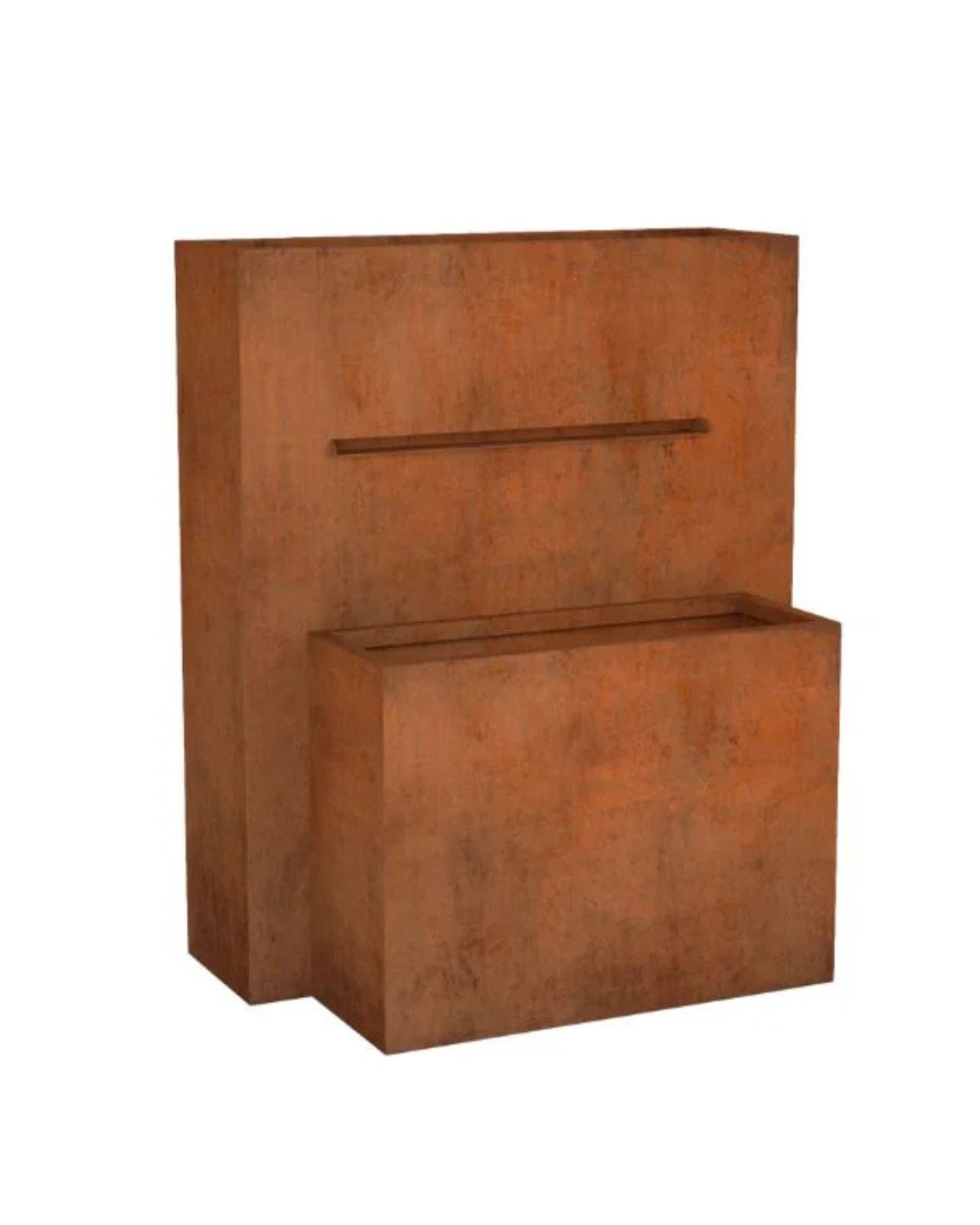 Corten Steel Rustic Spout Wall Water Feature w/ Reservoir