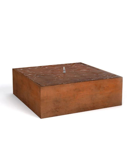 Corten Steel Rustic Square Bubbling Cube Water Feature