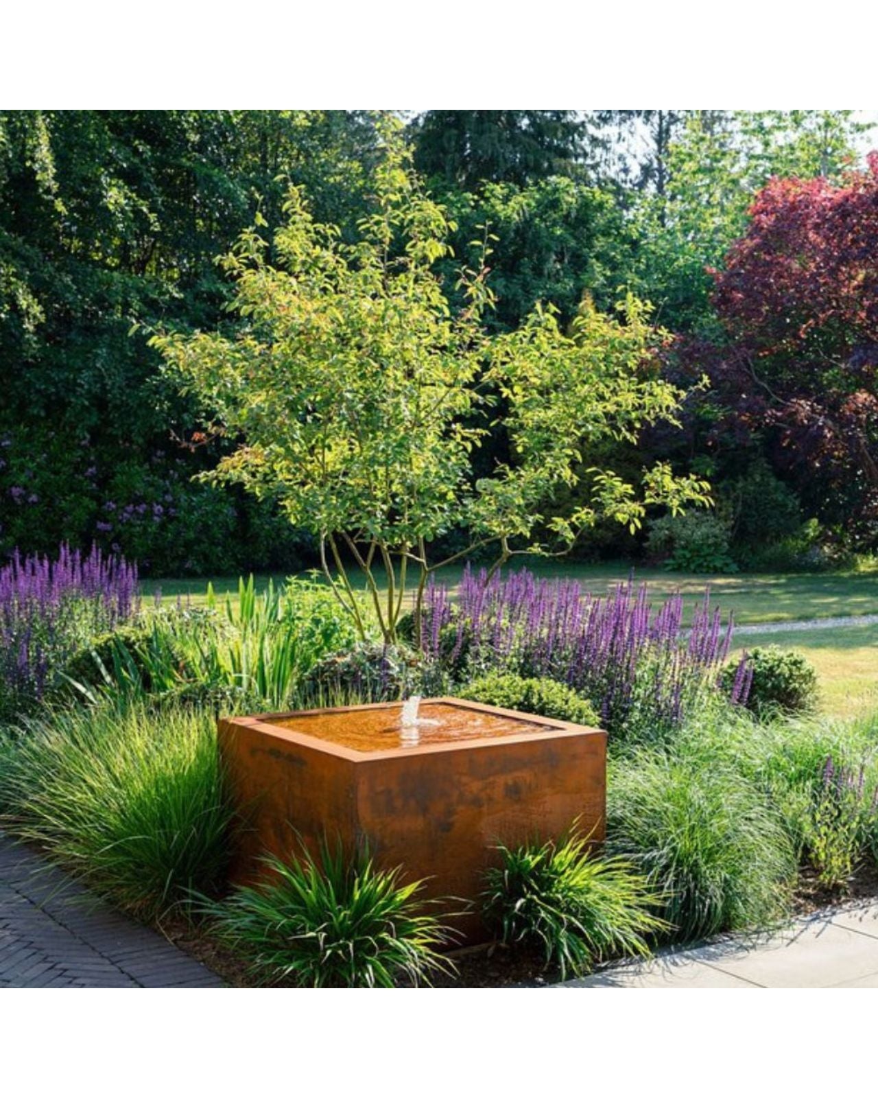 Corten Steel Rustic Square Bubbling Cube Water Feature