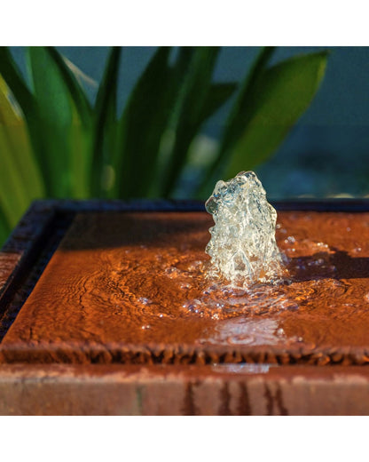 Corten Steel Rustic Square Bubbling Cube Water Feature