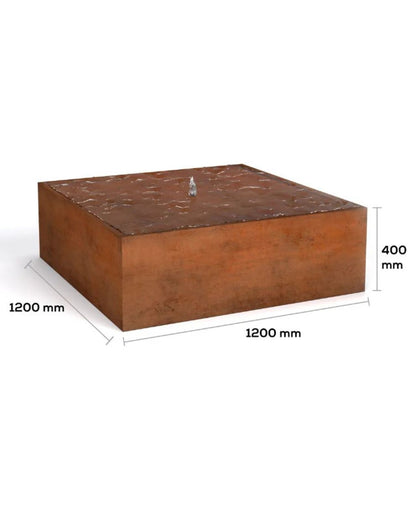 Corten Steel Rustic Square Bubbling Cube Water Feature