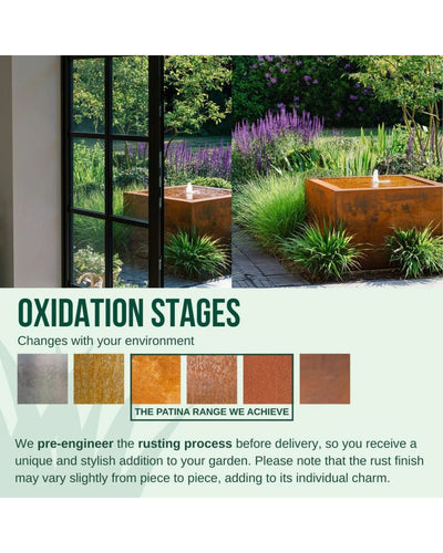 Corten Steel Rustic Square Bubbling Cube Water Feature