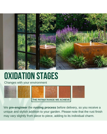 Corten Steel Rustic Square Bubbling Cube Water Feature