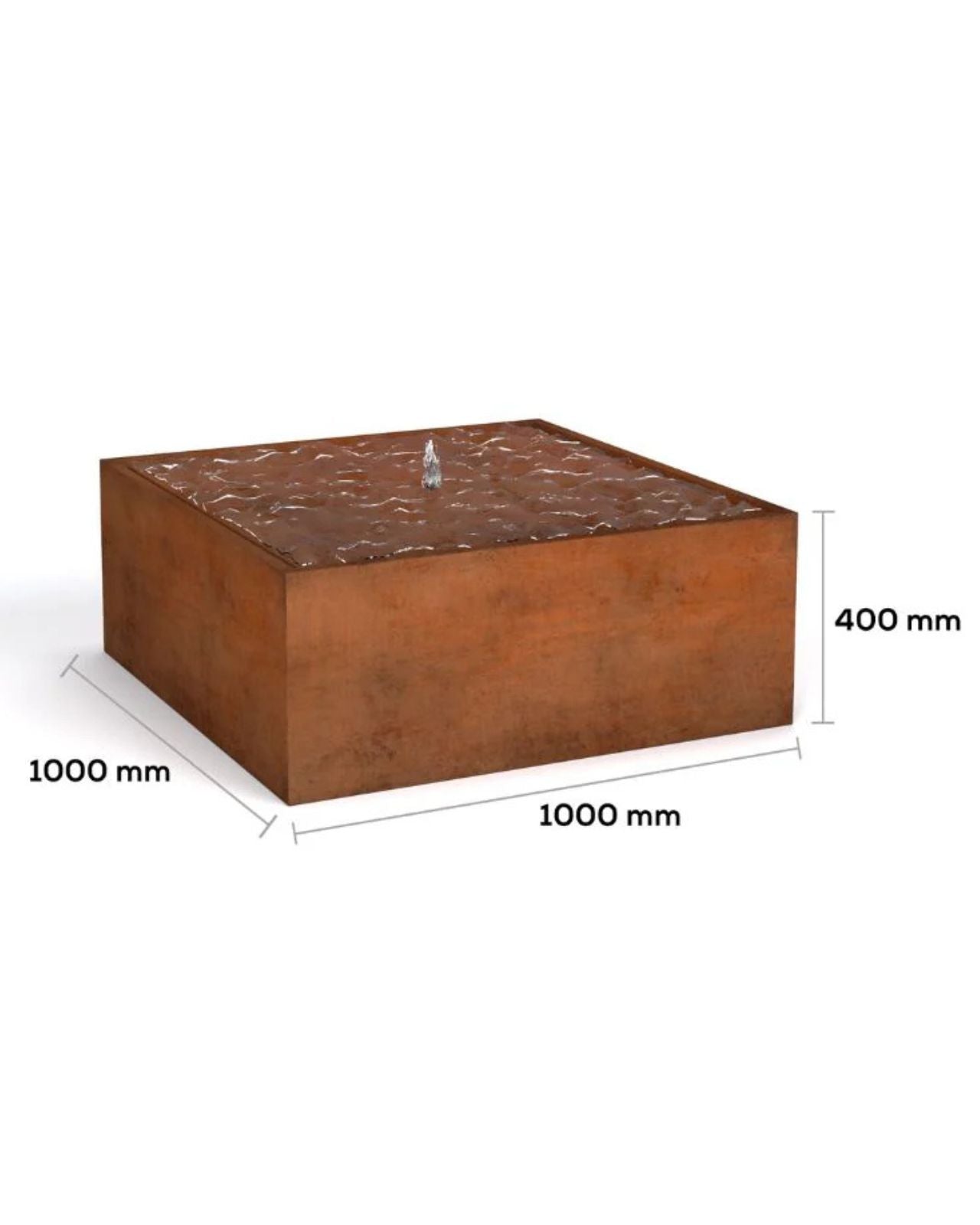 Corten Steel Rustic Square Bubbling Cube Water Feature