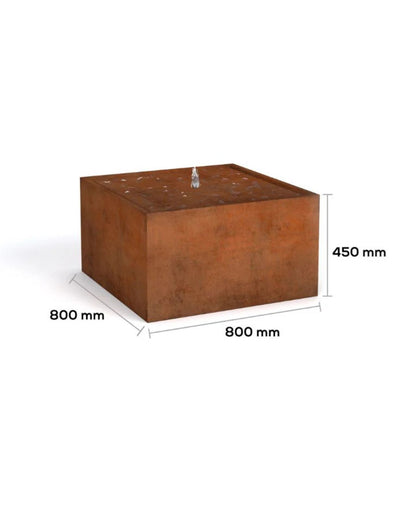 Corten Steel Rustic Square Bubbling Cube Water Feature