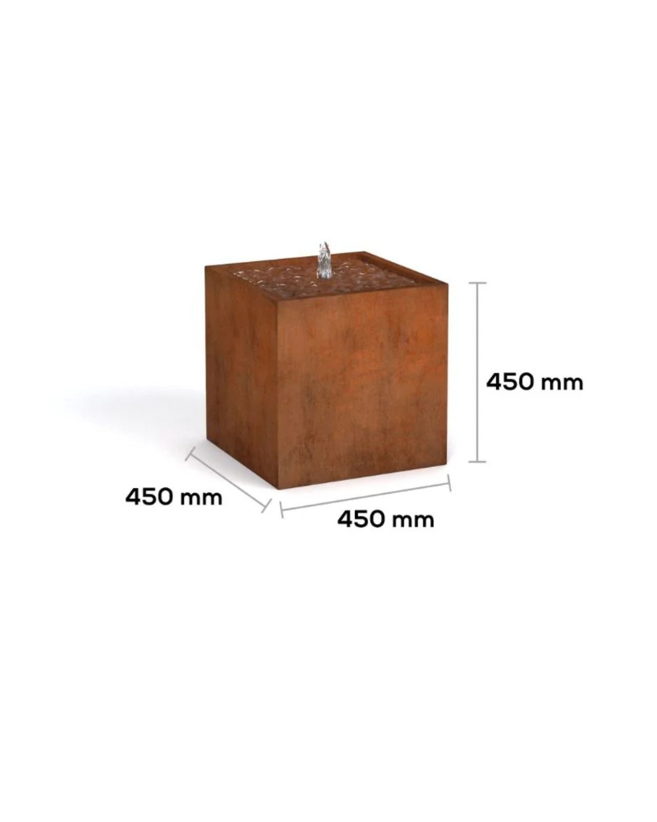 Corten Steel Rustic Square Bubbling Cube Water Feature