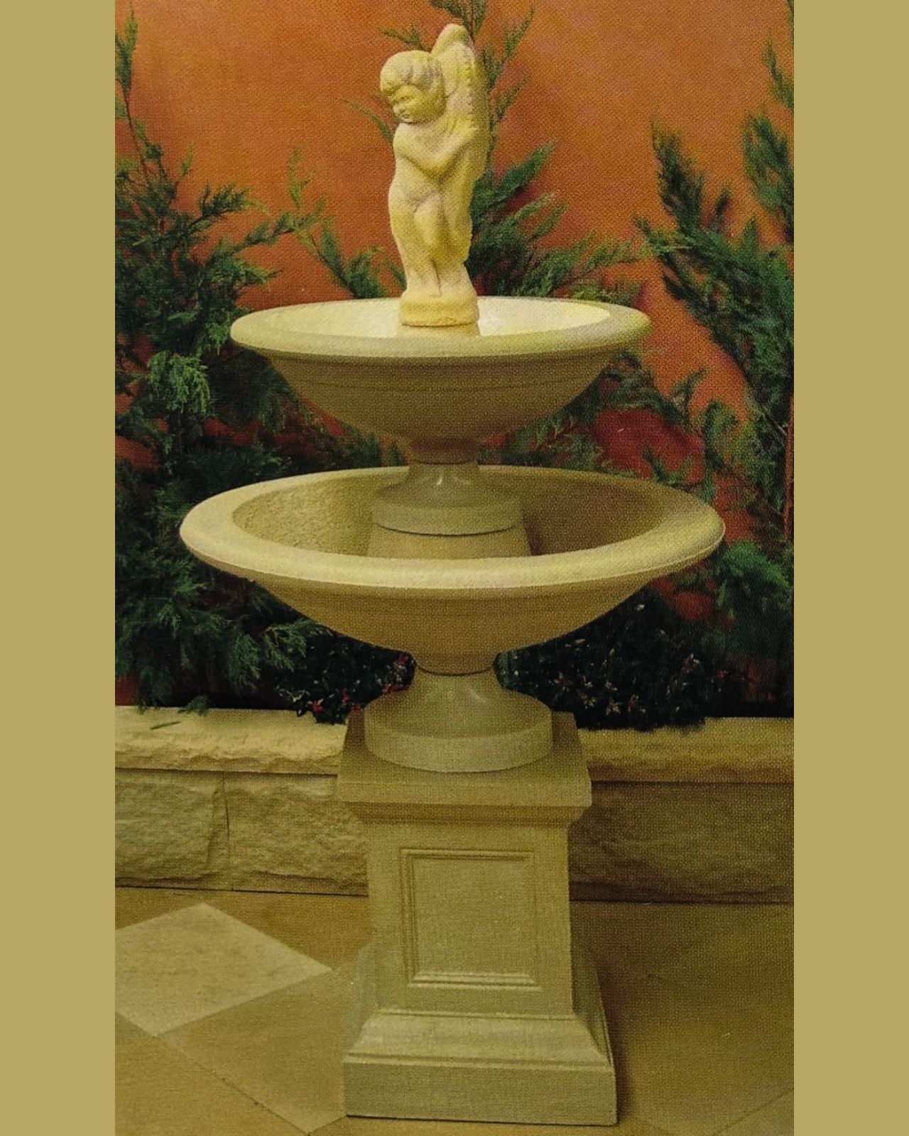 Eclissa - Concrete 2 Tier Cherub Bird Bath Pedestal Water Feature
