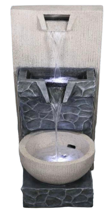 Fluvis - Modern Stone-Look Spout Wall LED Water Feature