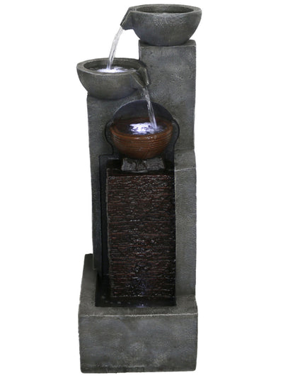 Glade - 3 Tier Bowls with Tower LED Light Wall Water Feature