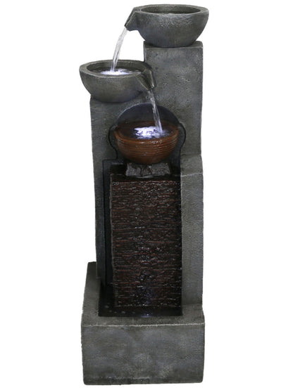 Glade - 3 Tier Bowls with Tower LED Light Wall Water Feature