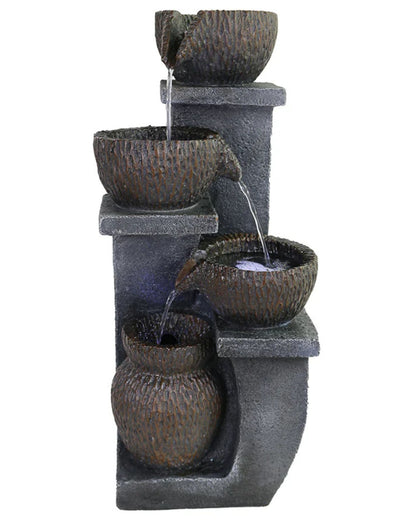 Gulch - 4 Tier Cascading Pots LED Light Wall Water Feature