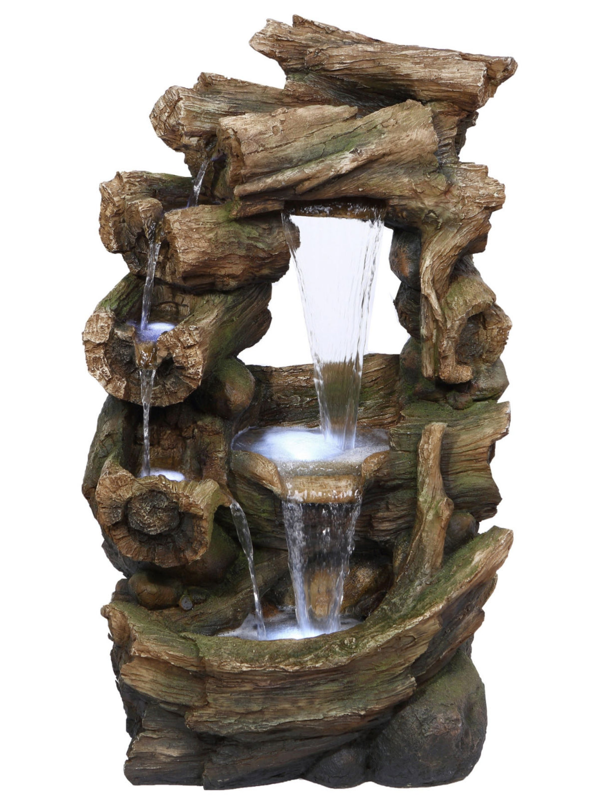 Woodflow - Wooden Logs LED Light Water Feature – Water Features Adore