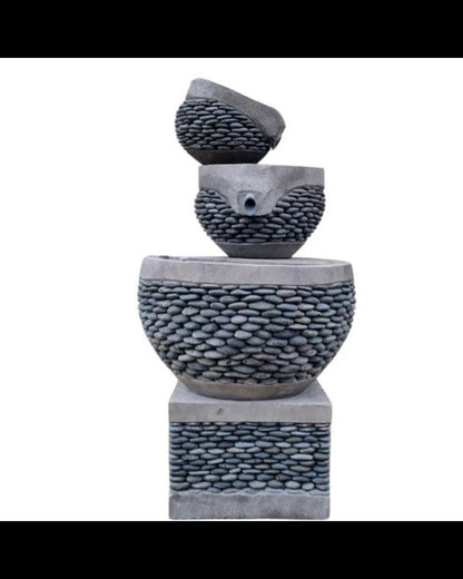 Pebble Stream - Balinese 3-Tier Textured Bowls Water Feature Fountain