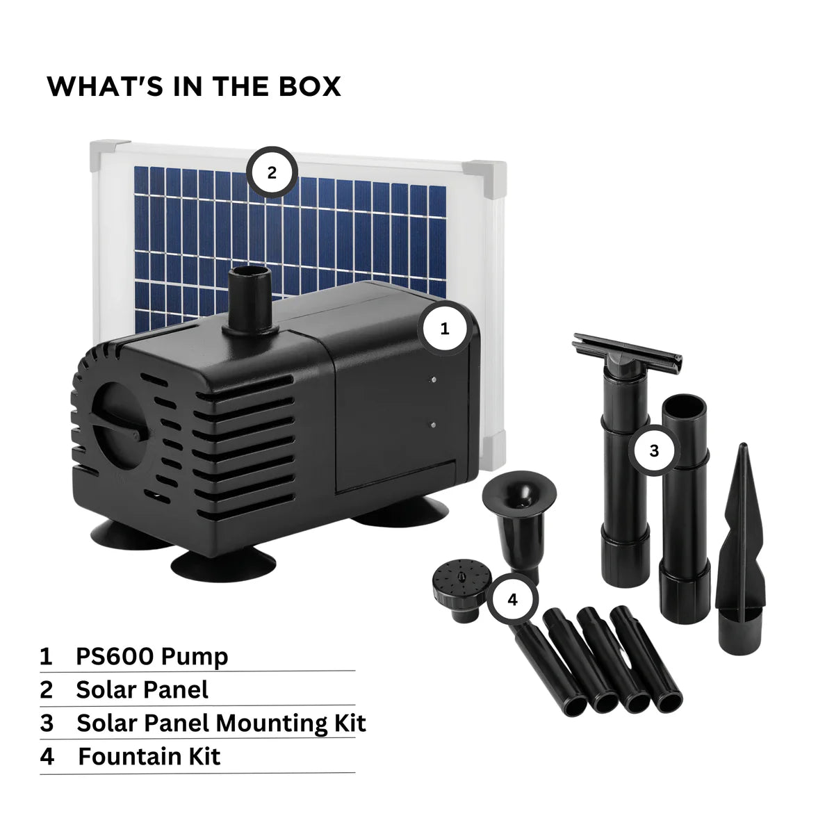 PondMAX PS600 Solar Water Feature & Pond Pump 630LPH 18V