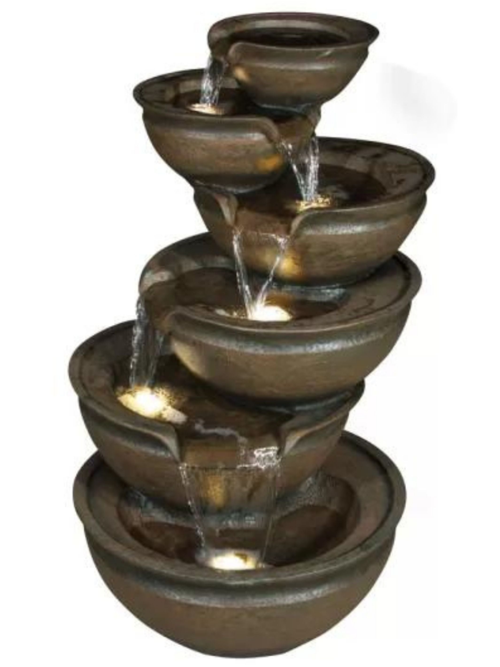 Purl- Cascading LED Light 6 Bowls Waterfalls Water Feature – Water ...