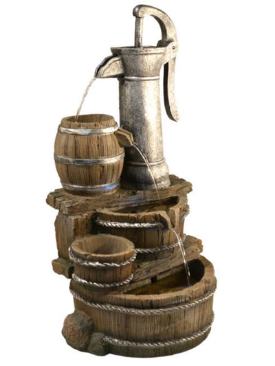 Hand Pump with Buckets LED Light Water Feature 59cm
