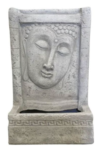Buddha Head Stone-Look Wall LED Light Water Feature