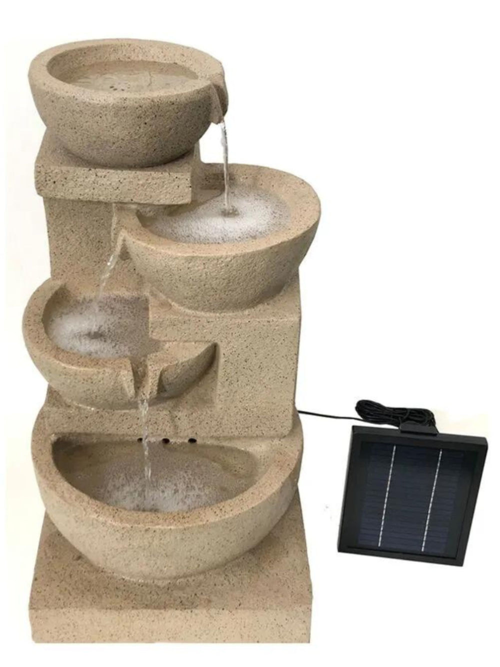 Solar 4 Bowls Cascading LED Light Water Feature – Water Features Adore