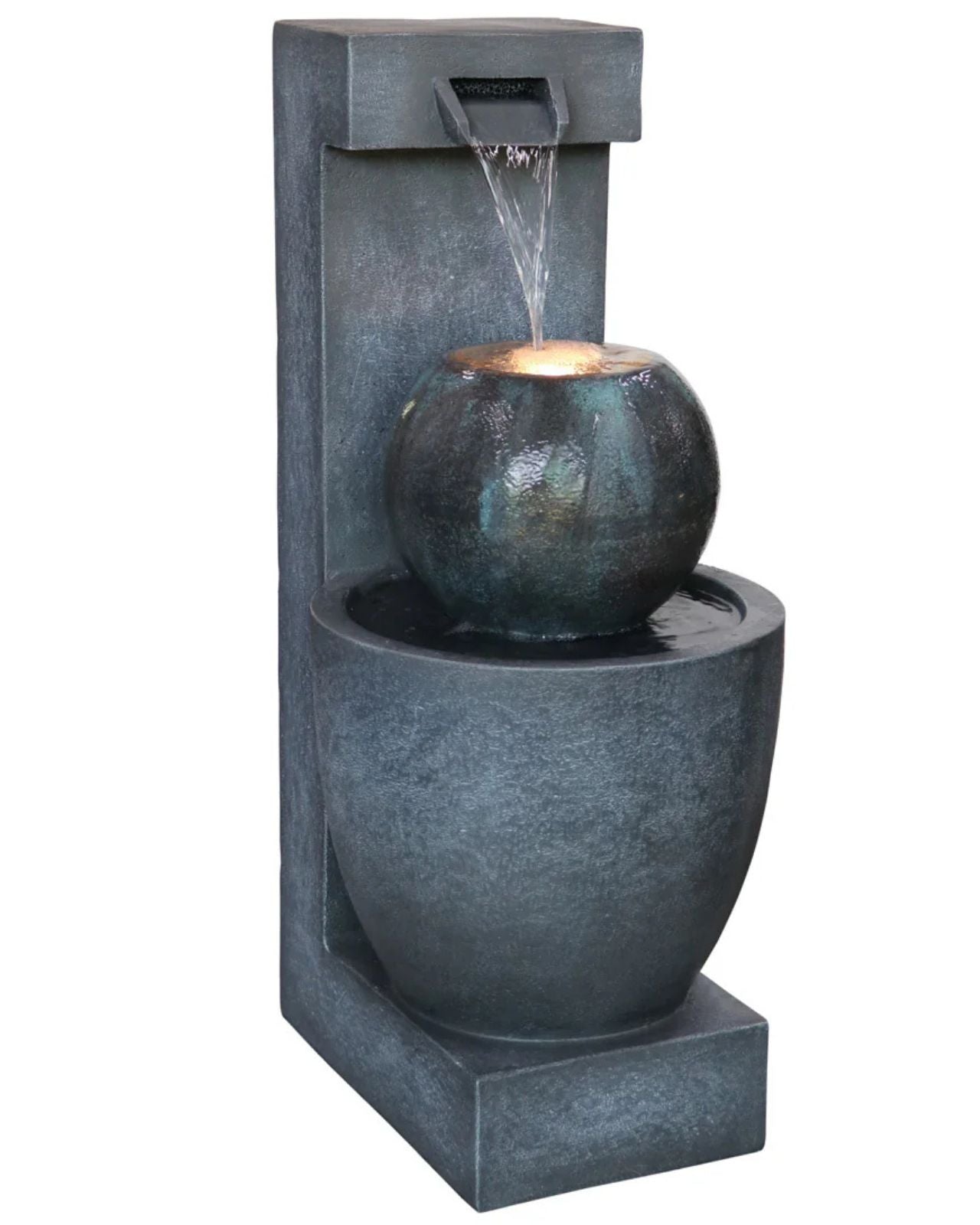 Sylph - Modern Bowl & Sphere LED Wall Water Feature
