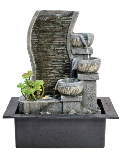 Tabletop Wall LED Light Water Feature with Bowls