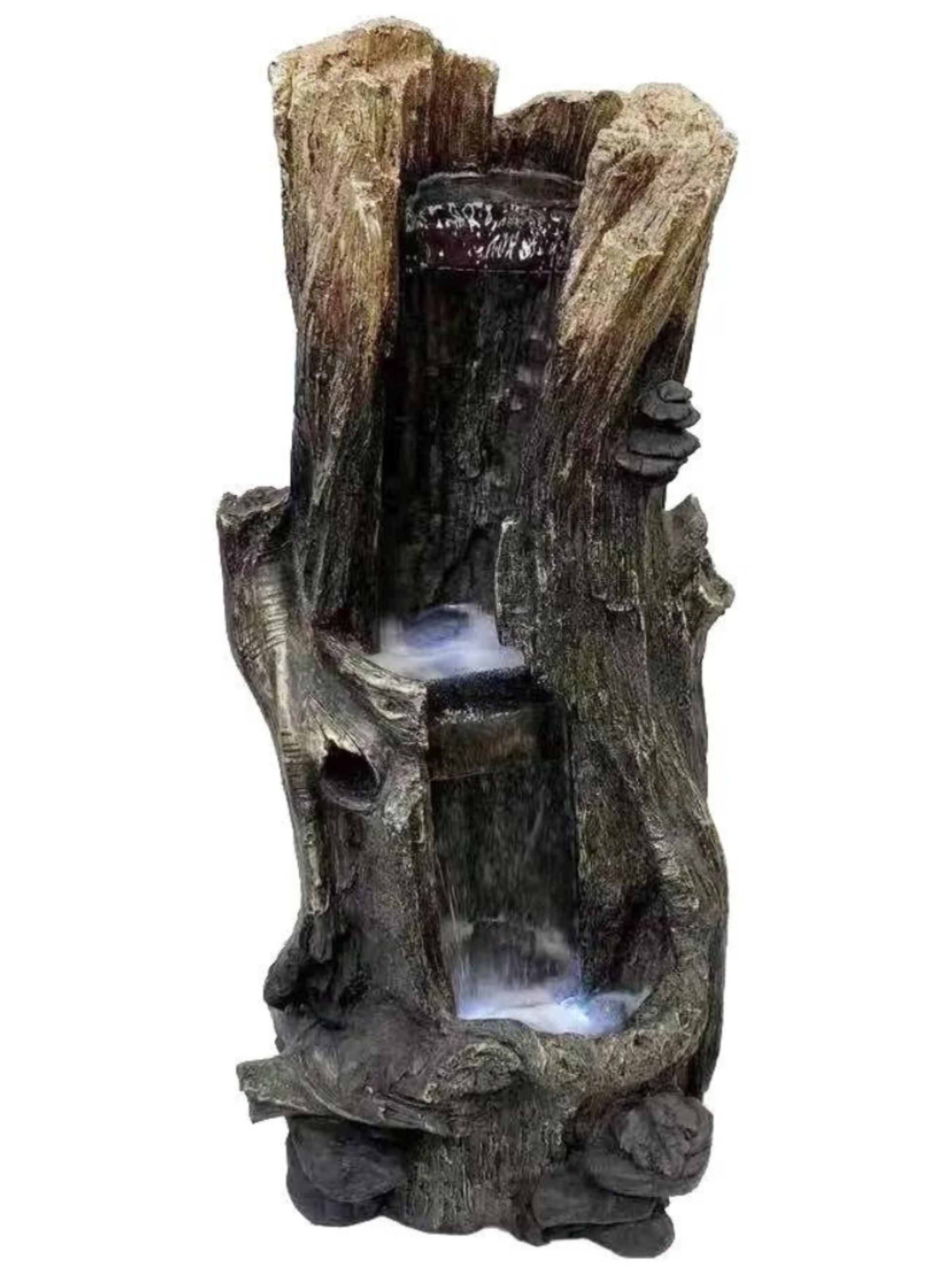 Tree Trunk Log LED Light Cascading Waterfall Water Feature – Water ...