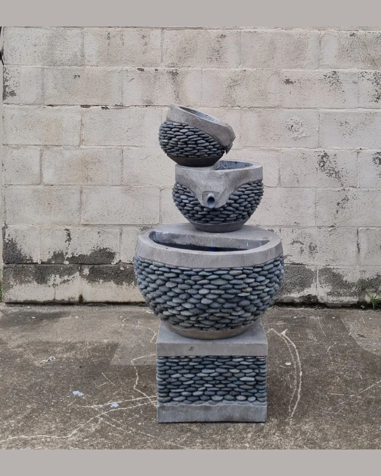 Pebble Stream - Balinese 3-Tier Textured Bowls Water Feature