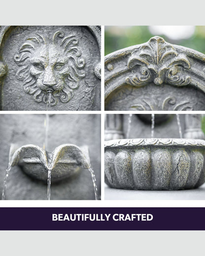 Collage of decorative fountain elements with 'BEAUTIFULLY CRAFTED' text.