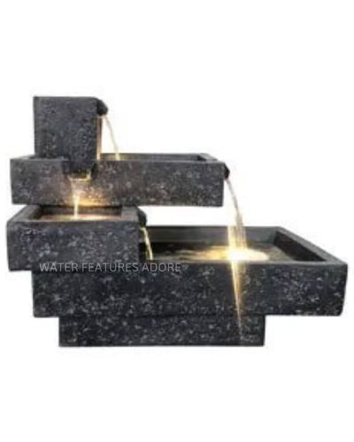 Wadi - Tiered Waterfall LED Light Water Feature- Charcoal
