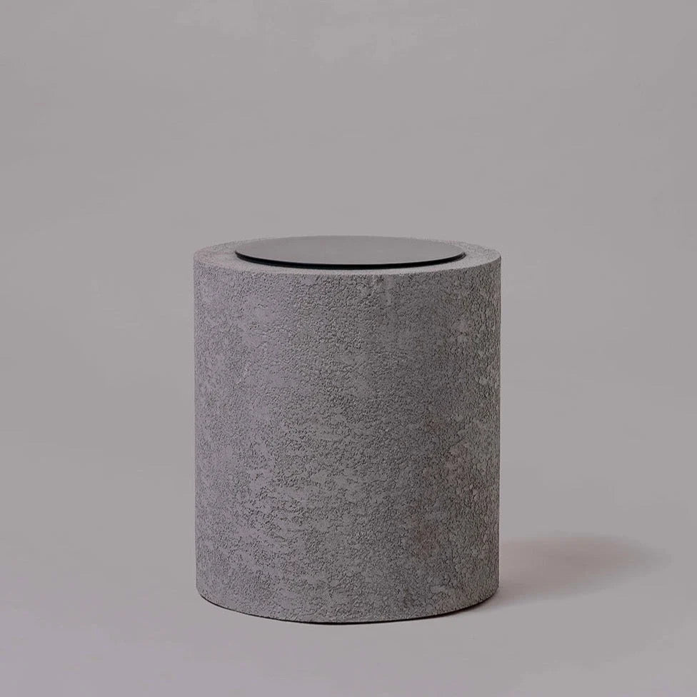 Round Stone Minimalist Cylinder LED Light Water Feature