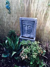 Buddha Head Stone-Look Wall LED Light Water Feature