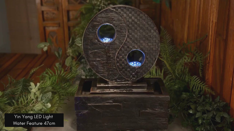 Yin Yang LED Light Water Feature 47cm