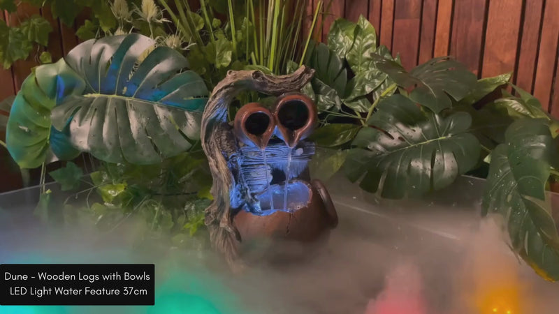Dune - Wooden Logs with Bowls LED Light Water Feature 37cm