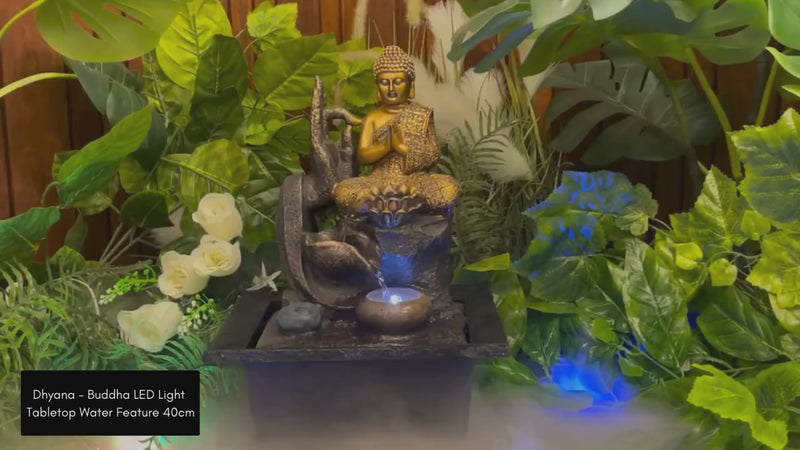 Dhyana - Buddha LED Light Tabletop Water Feature 40cm