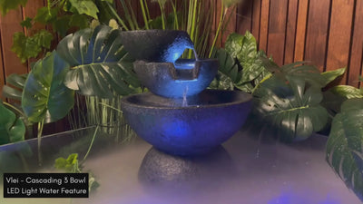 Vlei - Cascading 3 Bowl LED Light Water Feature
